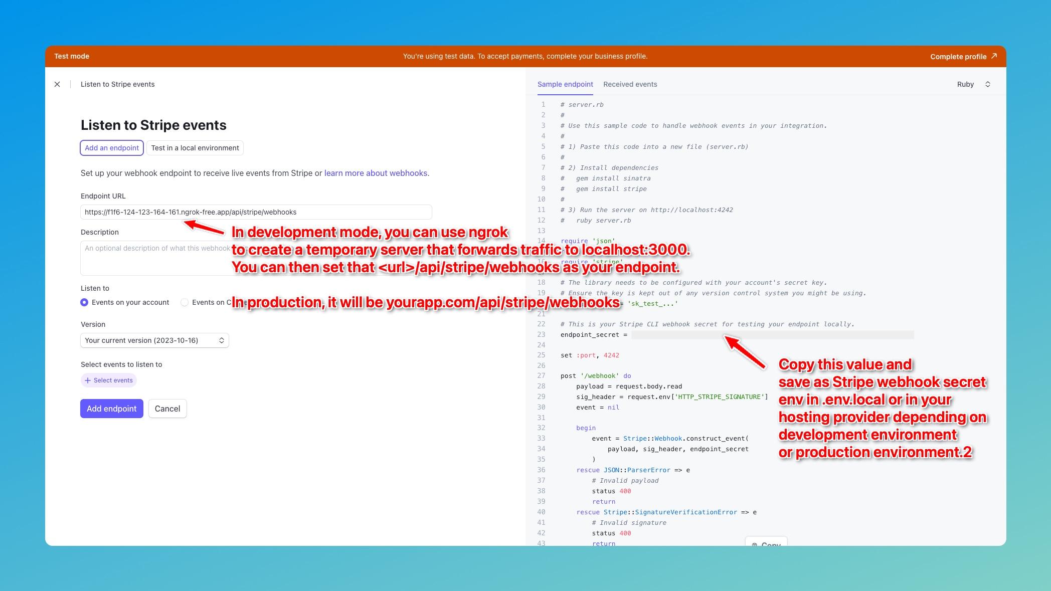 Stripe Webhook Configuration